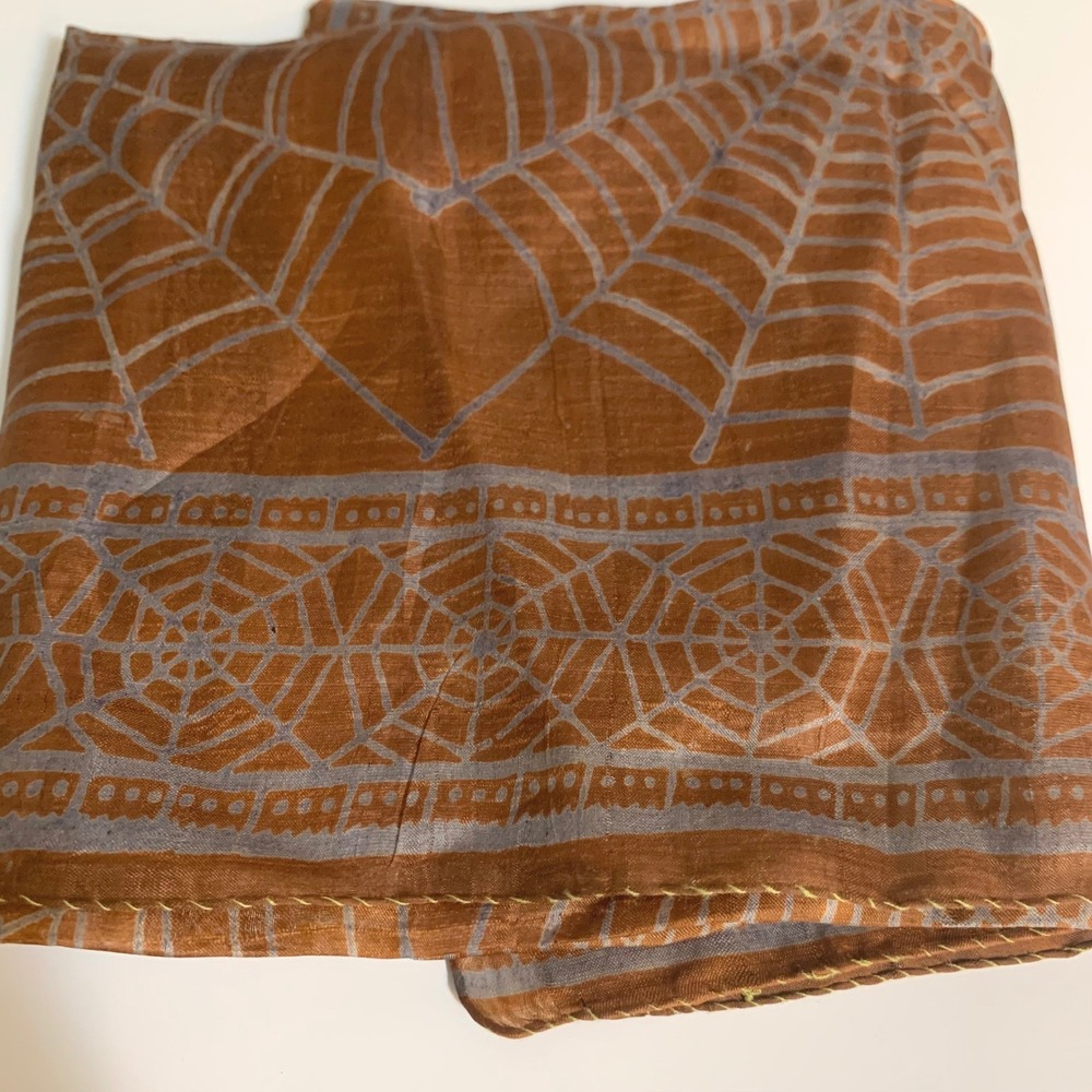 Spiderweb Silk Scarf 24x26 Hand Woven Rolled Edge Artisanal Earthy Whimsigoth